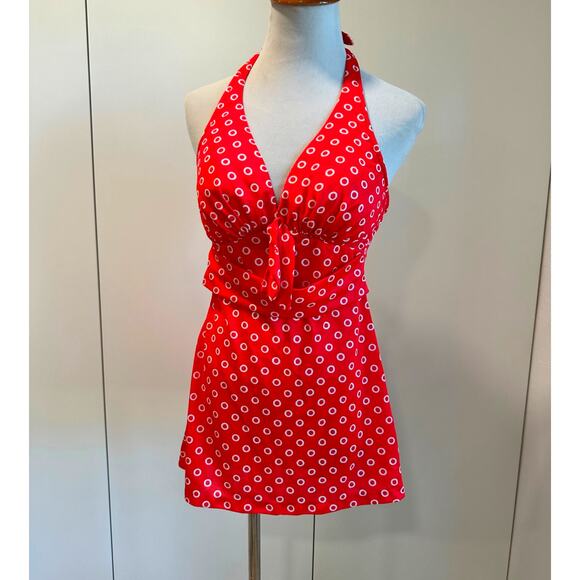 Vintage 60s Swimsuit Red White Size 6 Union Made USA - Picture 1 of 9